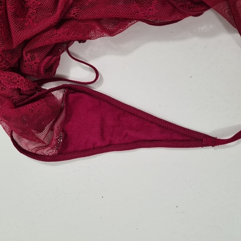 Victoria's Secret Keyhole Chantilly Lace Teddy Burgundy Size XL - Picture 6 of 10